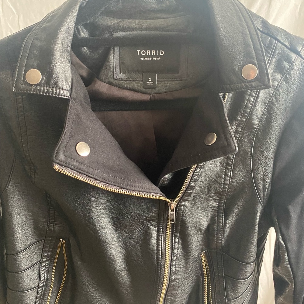 Torrid black faux leather Moto jacket
